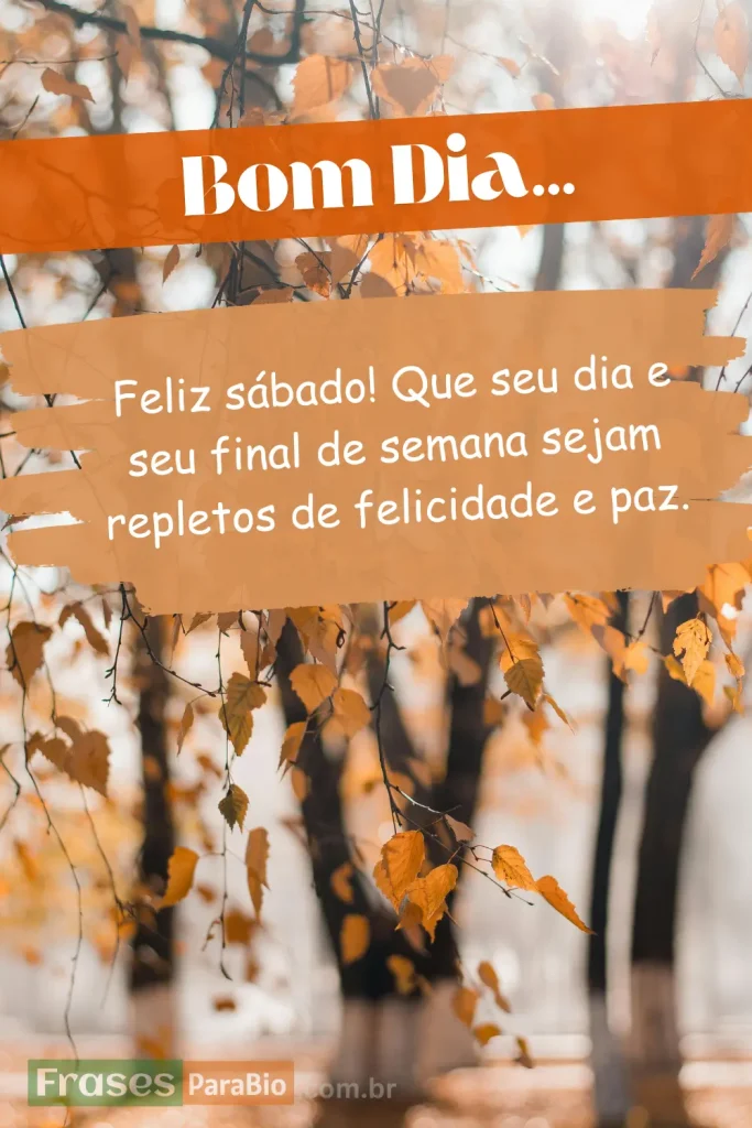 Bom dia feliz sábado ótimo final de semana