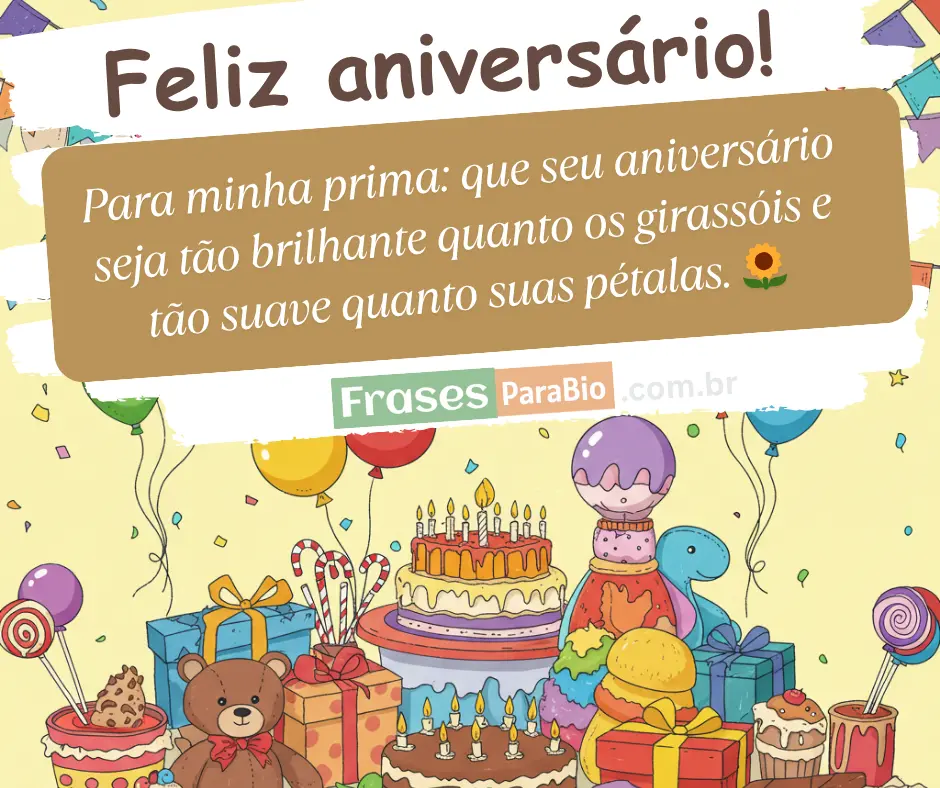 Feliz aniversário prima com flores